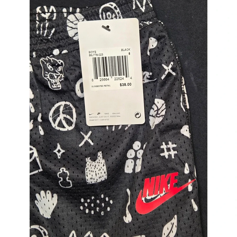 Nike Ball For All‎ Mesh Basketball Shorts Black Doodle Print Size 5 86J778-023